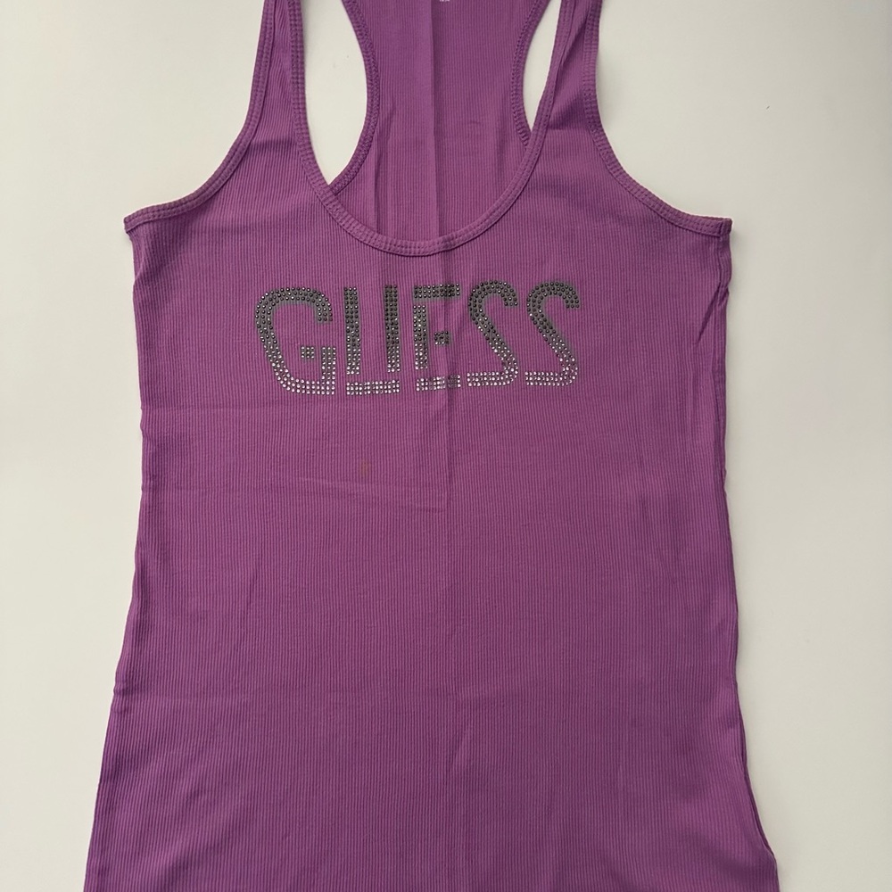 GUESS Purple Embellished Sleeveless Tank Top